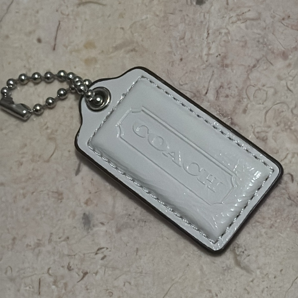 Auth Coach Bag Hang Tag-Light Gray Patent Leather-From Signature Travel Duffle